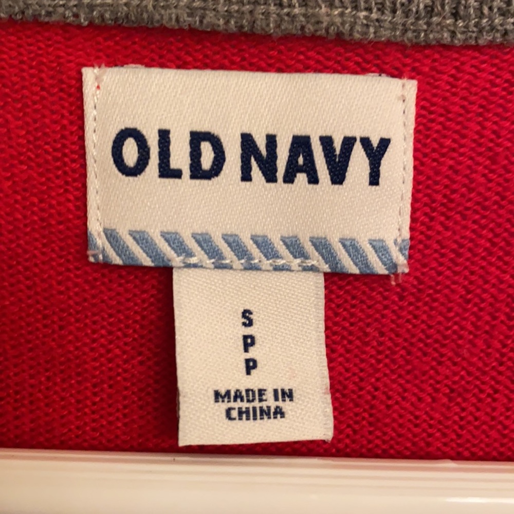 Old Navy Red Gray Stripe V-neck Lightweight Long Sleeve Cotton Sweater Small - Picture 7 of 10